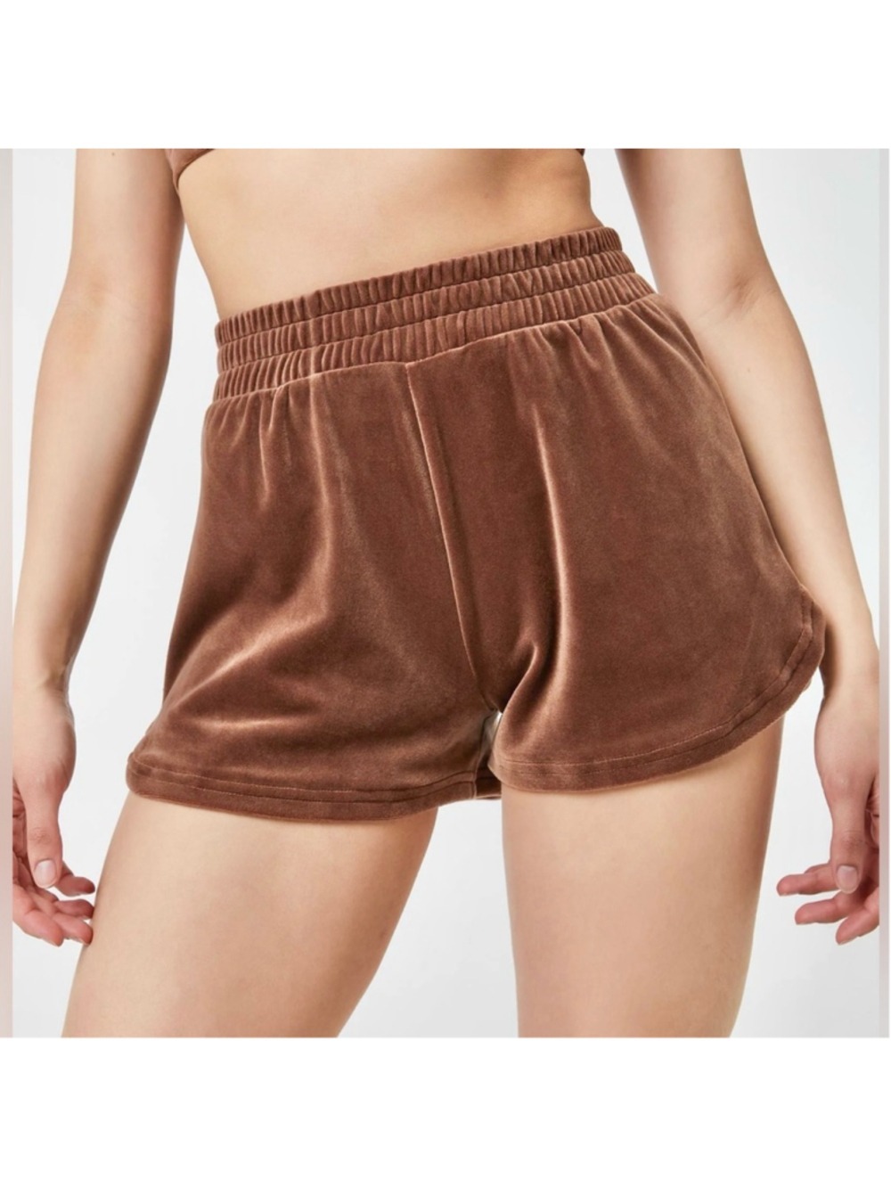 Rose + Vine Brown Velvet High Waist Shorts Size M (fits small)